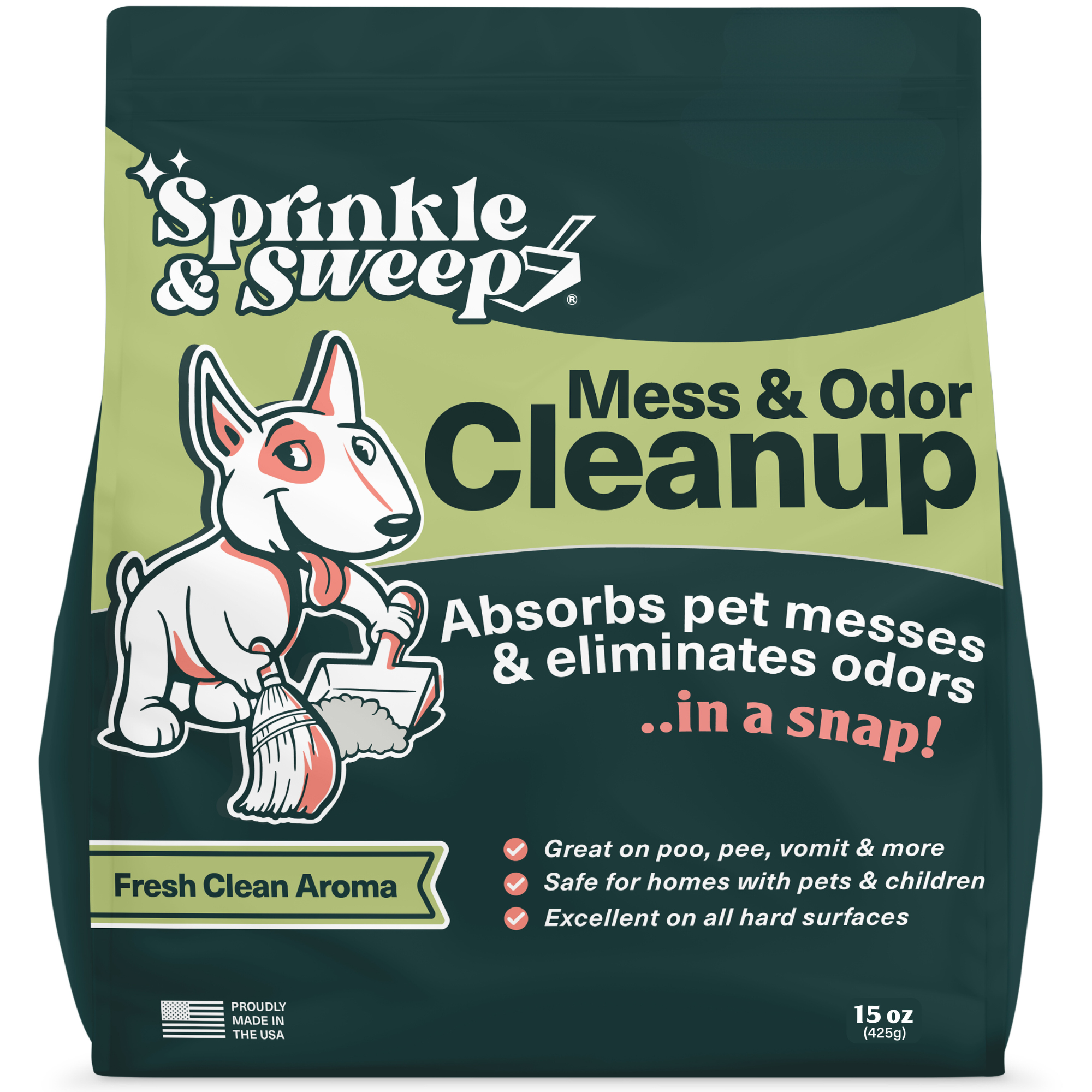 Sprinkle & Sweep Pet Mess and Odour Clean Up (15 oz)