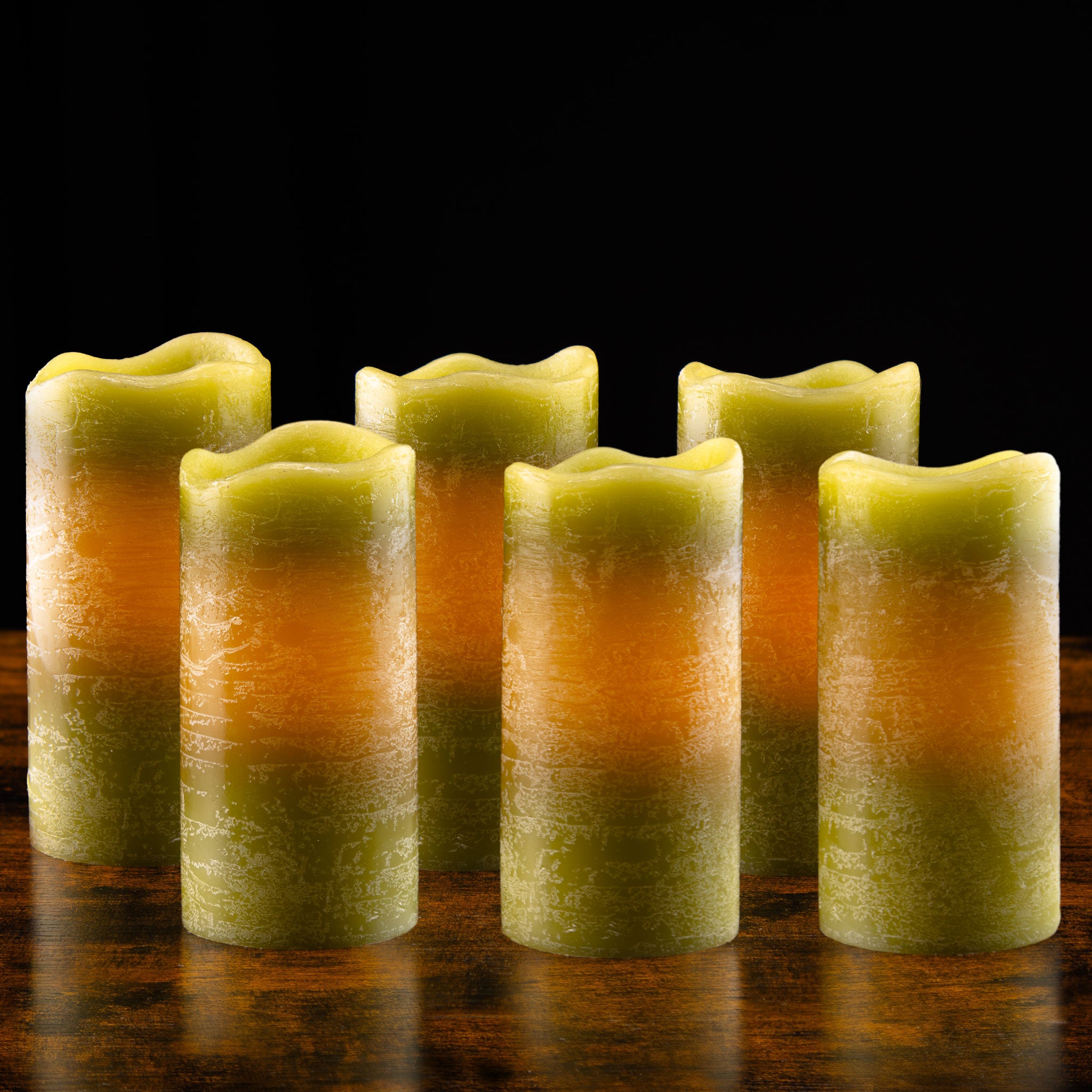 Rustikale Stumpenbatteriekerze 6 Zoll „Salbei“ 