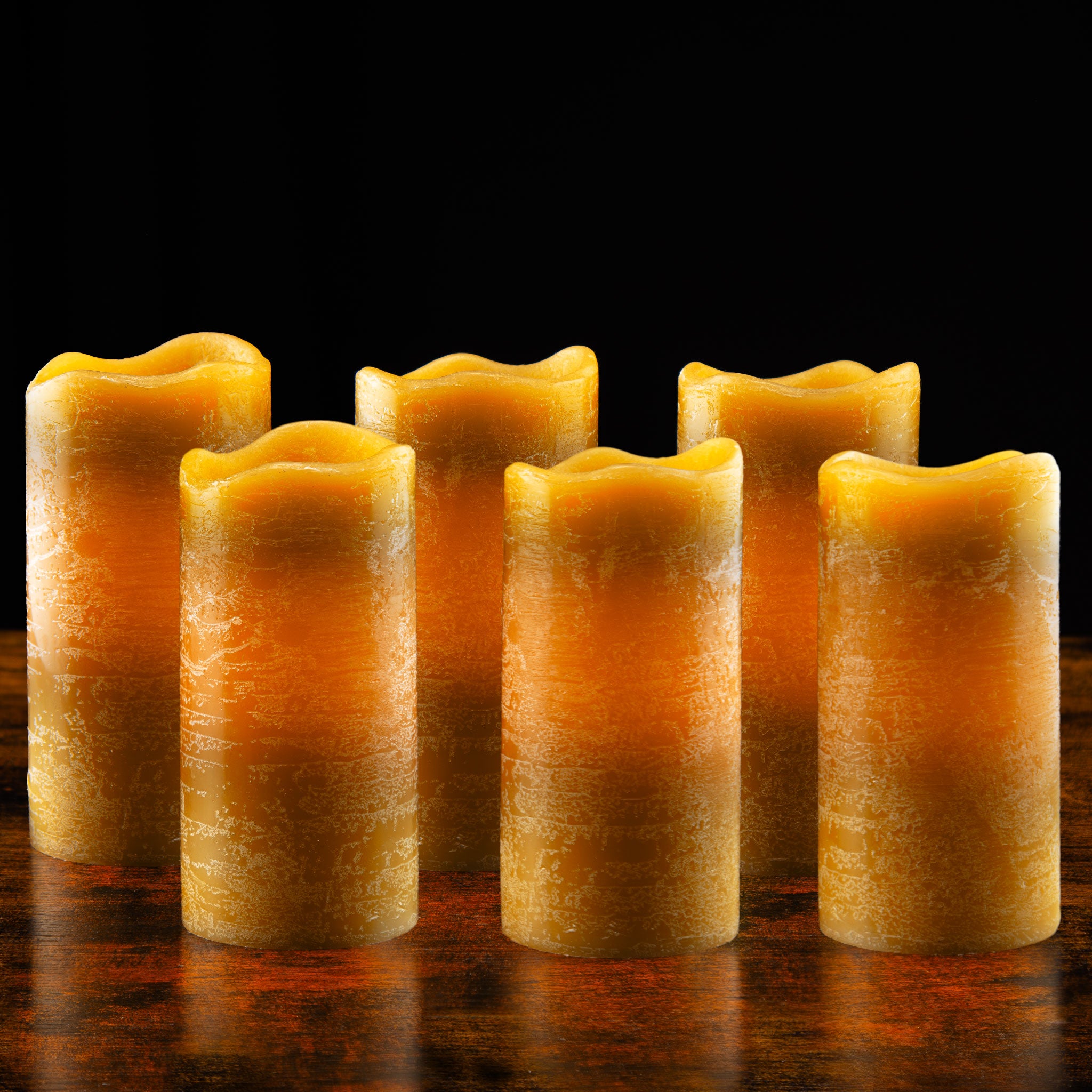 Rustikale Stumpenbatteriekerze 6 Zoll „Honey“ 