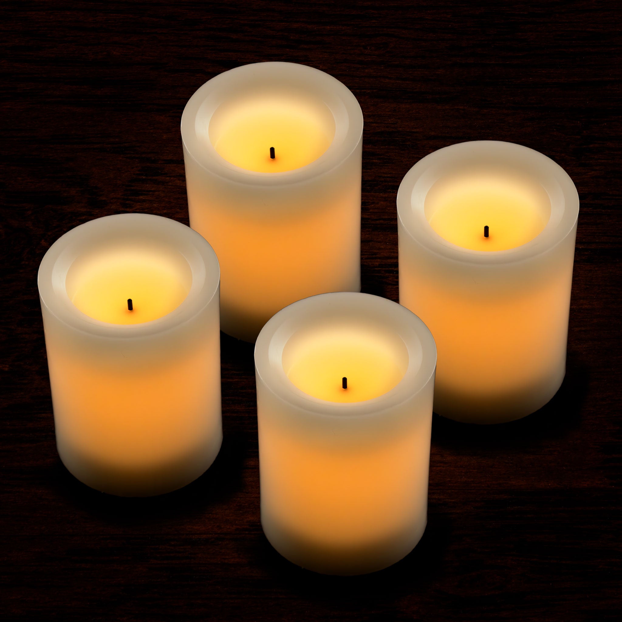 Cream Pillar Battery Vanilla Scented Candle 4 inch Real Wix Real Wax