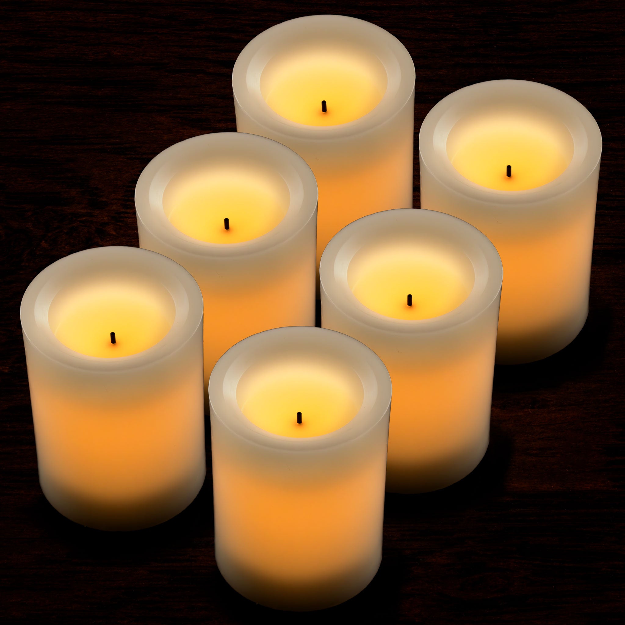 Cream Pillar Battery Vanilla Scented Candle 4 inch Real Wix Real Wax