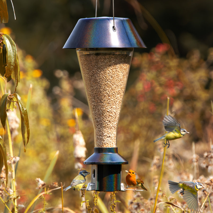 Roamwild Mega PestOff Eichhörnchensicherer Vogelfutterspender für gemischte Samen/Sonnenblumenherzen