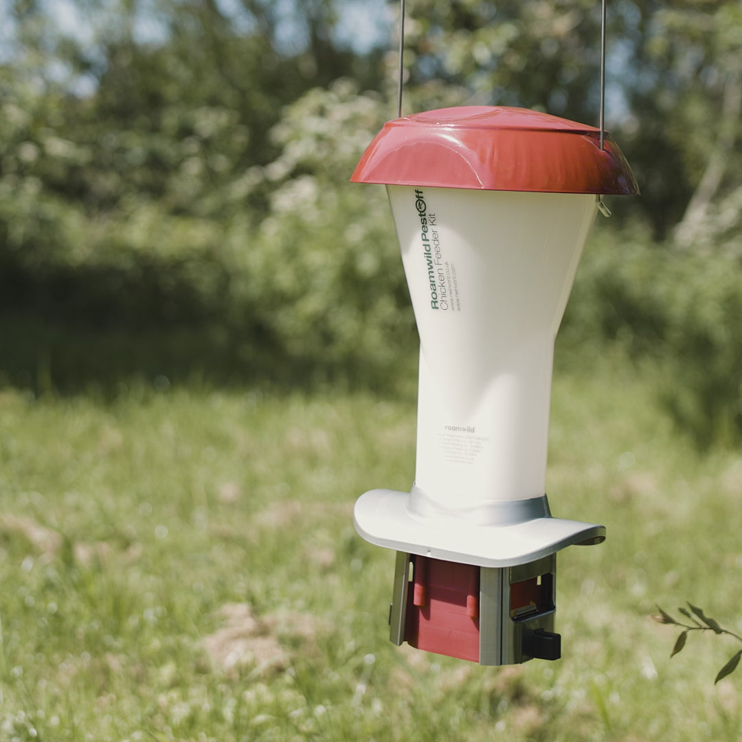 Load video: Roamwild PestOff Rat Proof Chicken Feeder