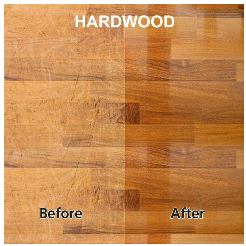 Sealed hardwood floor before and after Rejuvenate All Floors Restorer