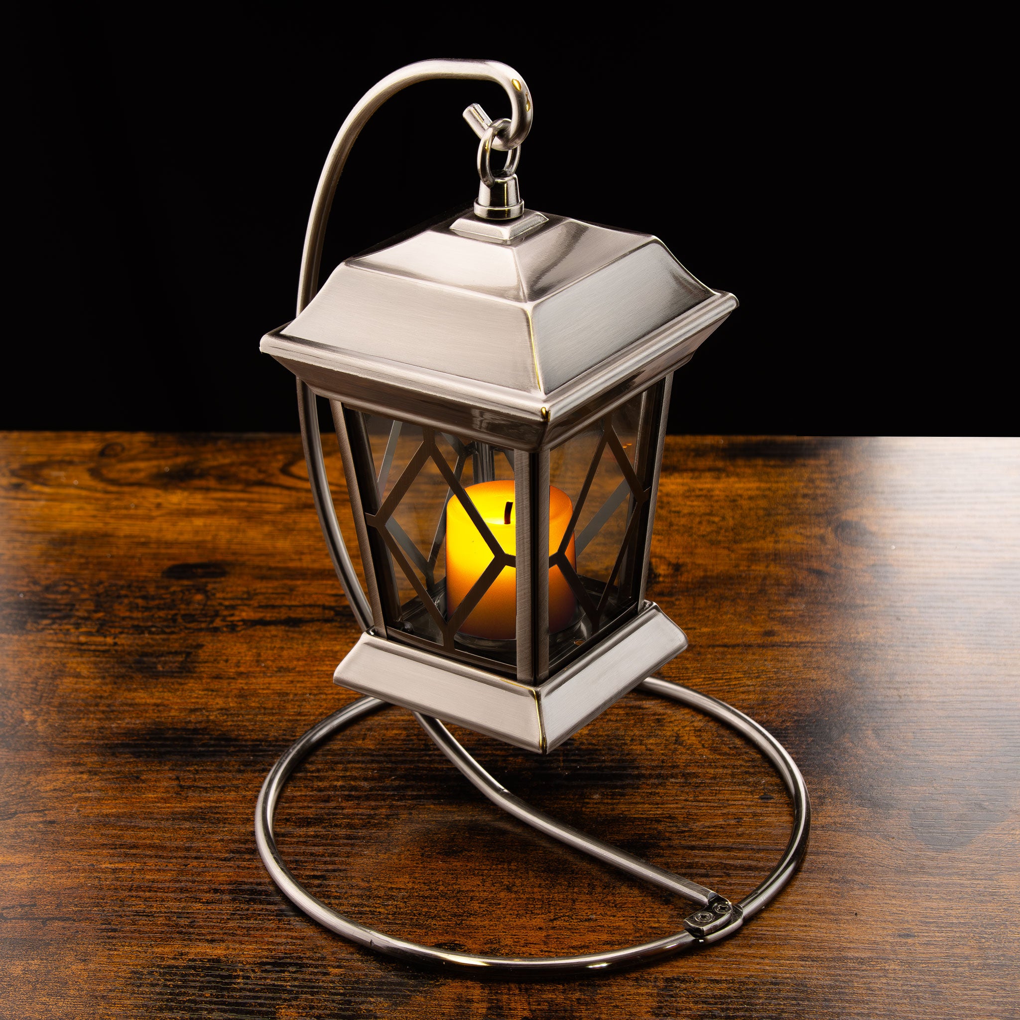 Silver Chrome Ornate Battery Operated Lantern