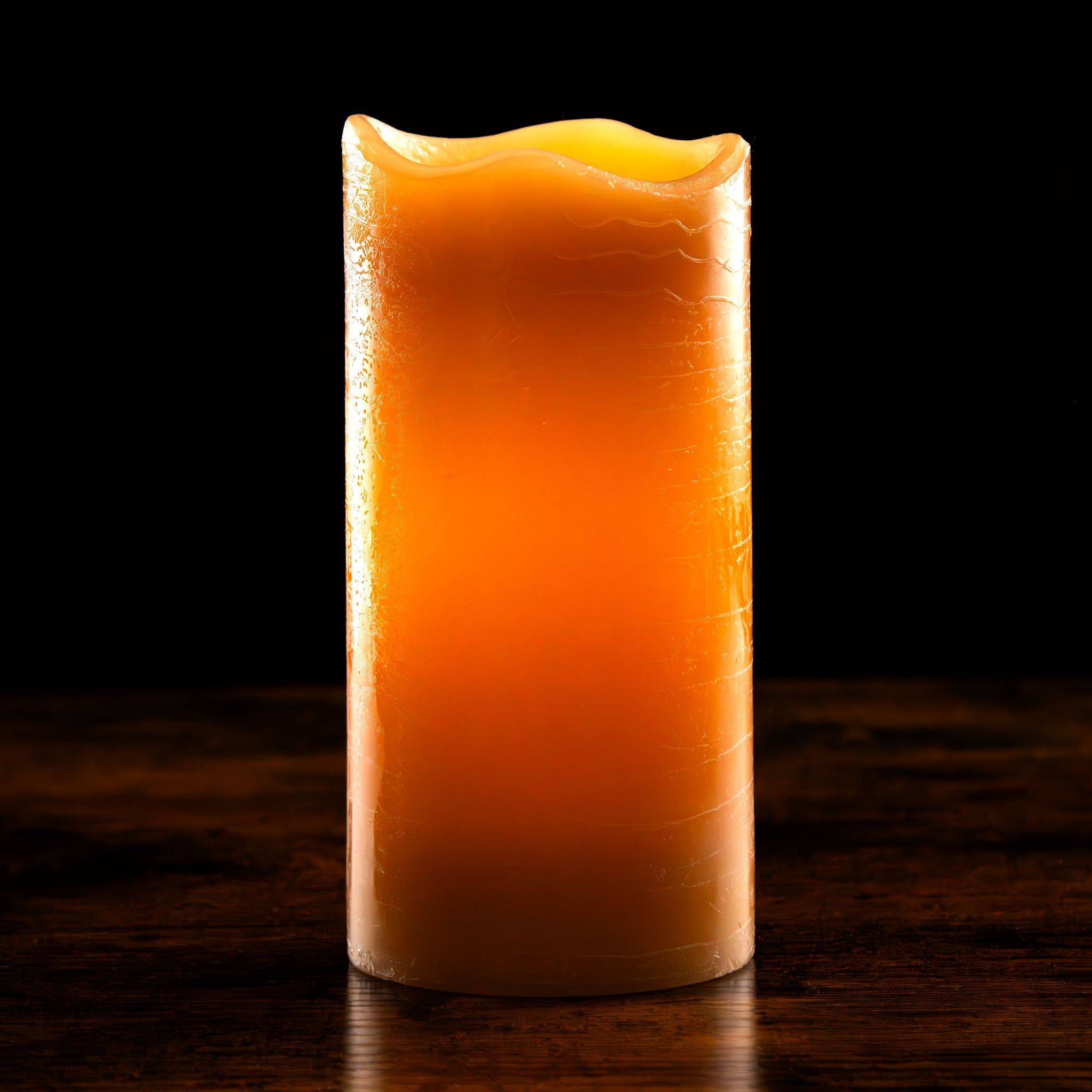 Rustic Pillar Battery Candle 6 Inch 'Honey'