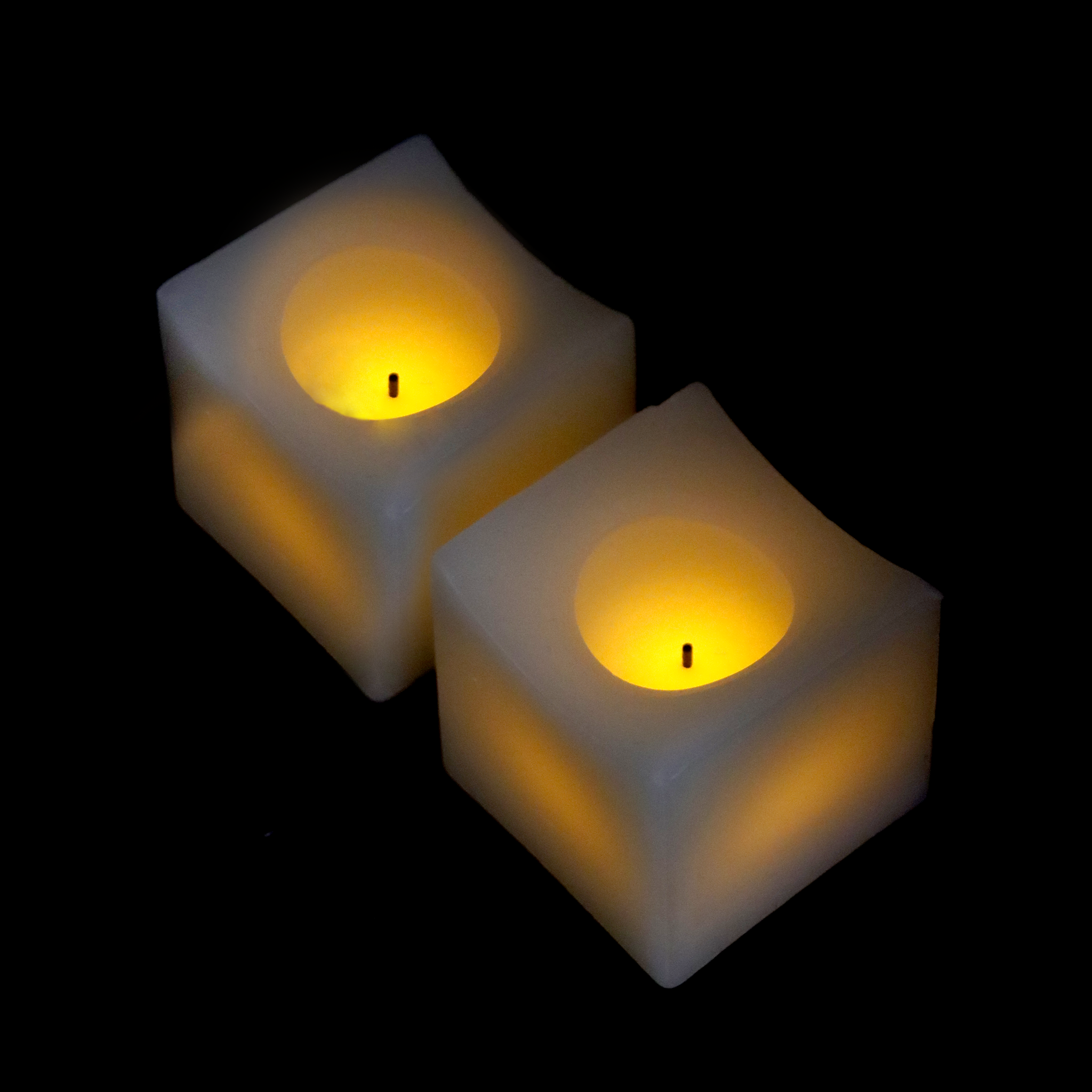 Mini Battery Candle Cream 2 Pack 'Square'