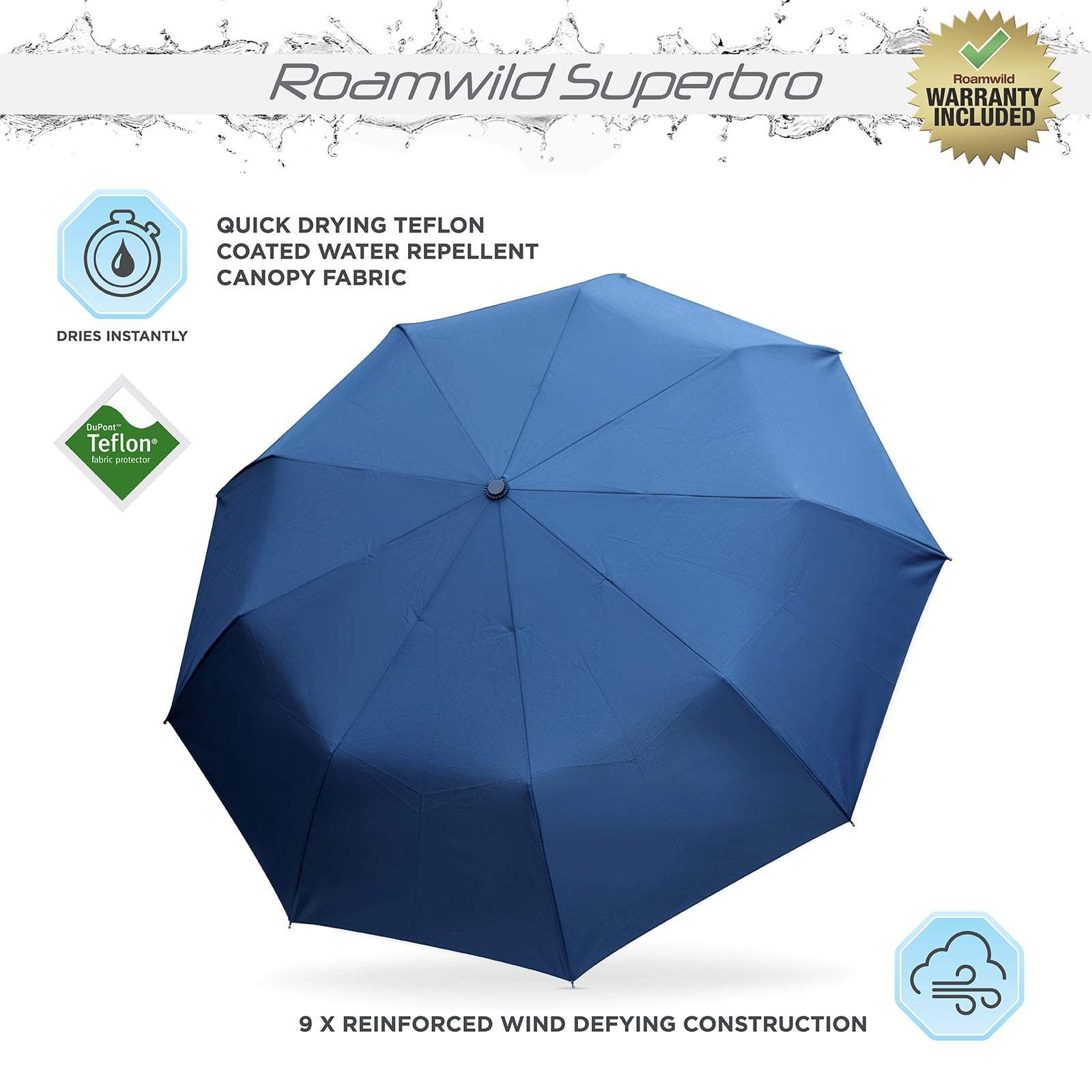 Roamwild SuperBro Folding Travel Umbrella - Roamwild